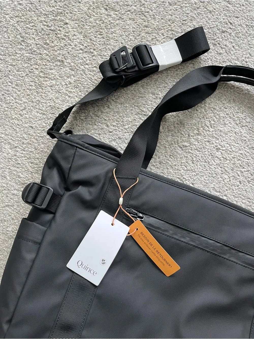 NWT Quince Black Unisex Laptop Tote with Convertible Strap